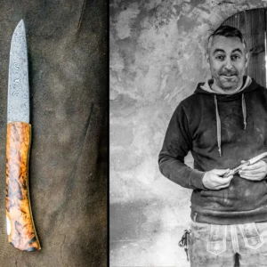 Klappmesser mit Damastklinge — handgeschmiedet im Moorschmied Schmiedekurs