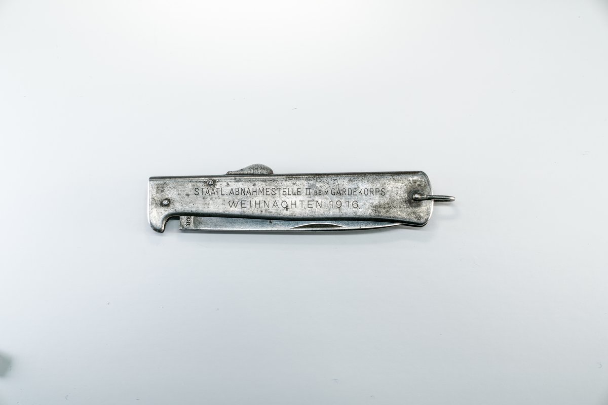 Original Kaiser-Wilhelm-Messer von 1916 mit Gravur Staatliche Abnahmestelle Gardekorps