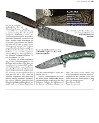 Seite 70 Capreo Jagdmesser und Kochmesser Kontaktbox Zitat Wieland