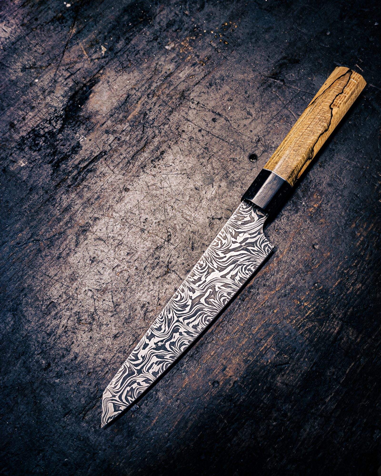 Damast-Petty-Messer aus der Moorschmiede